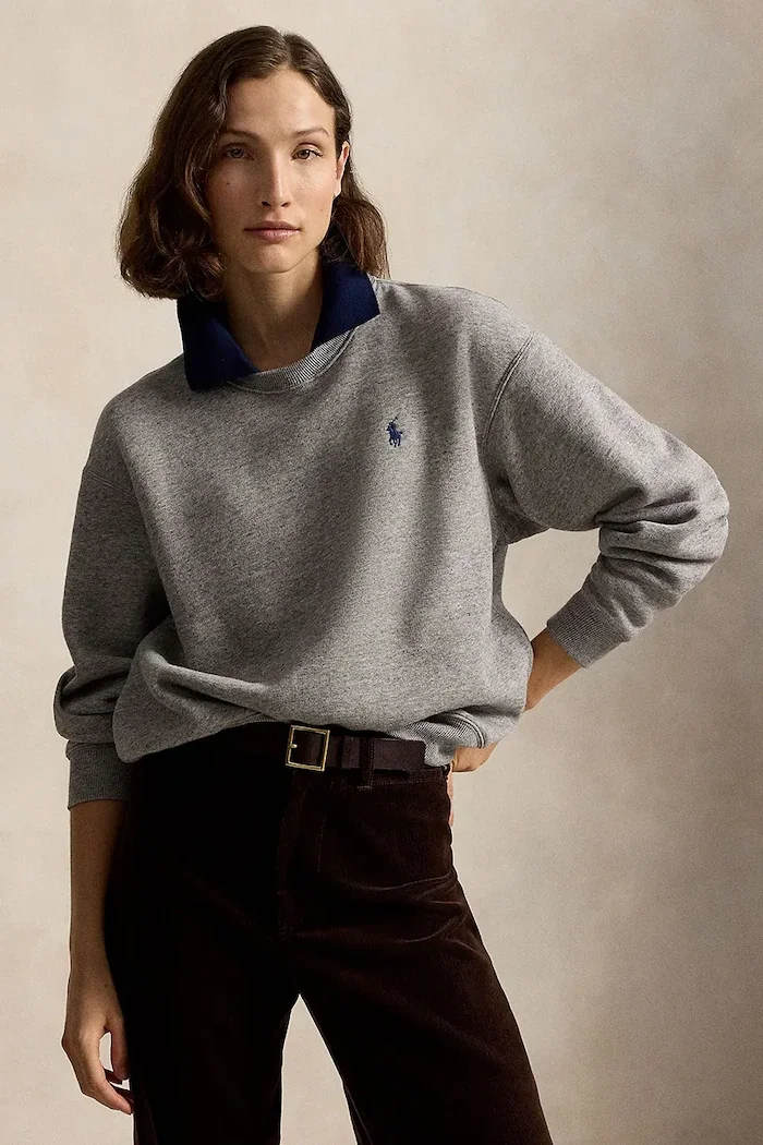 Polo Ralph Lauren суичър дамски с памук сив 211B17785