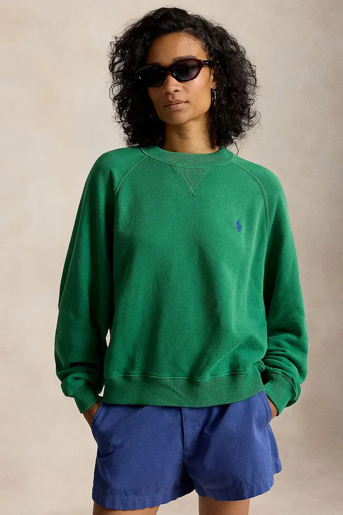 Polo Ralph Lauren суичър дамски с памук зелен 211A12739