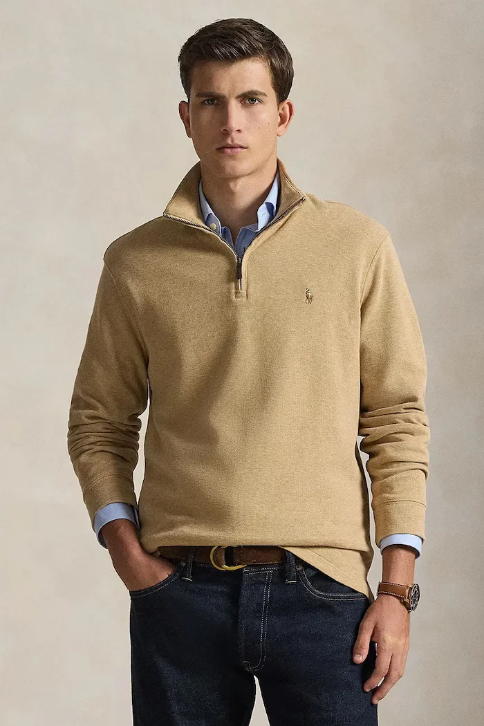 Polo Ralph Lauren Суичър мъжки от памук бежов 710P07411