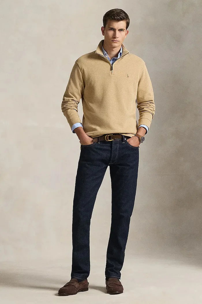 Polo Ralph Lauren Суичър мъжки от памук бежов 710P07411