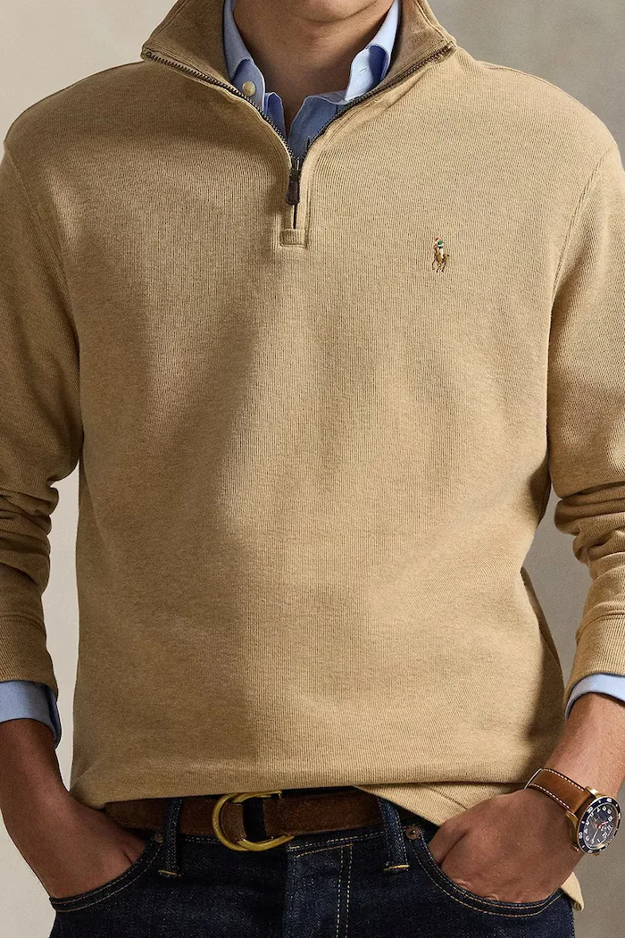 Polo Ralph Lauren Суичър мъжки от памук бежов 710P07411