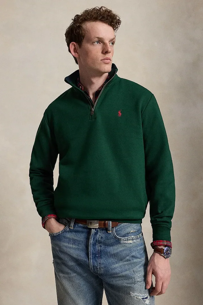 Polo Ralph Lauren суичър мъжки от памук зелен 710B28291