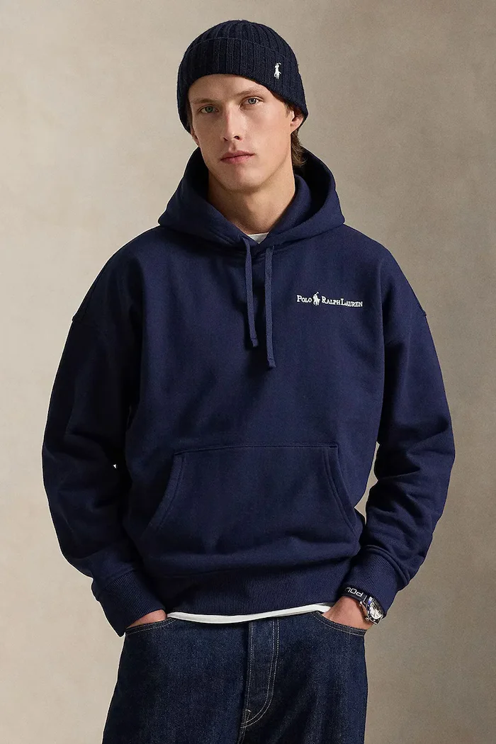 Polo Ralph Lauren Суичър мъжки в черно с качулка с принт