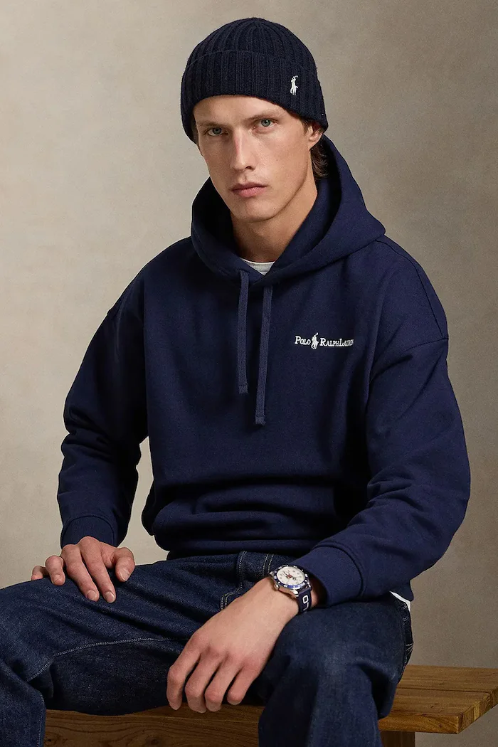 Polo Ralph Lauren Суичър мъжки в черно с качулка с принт