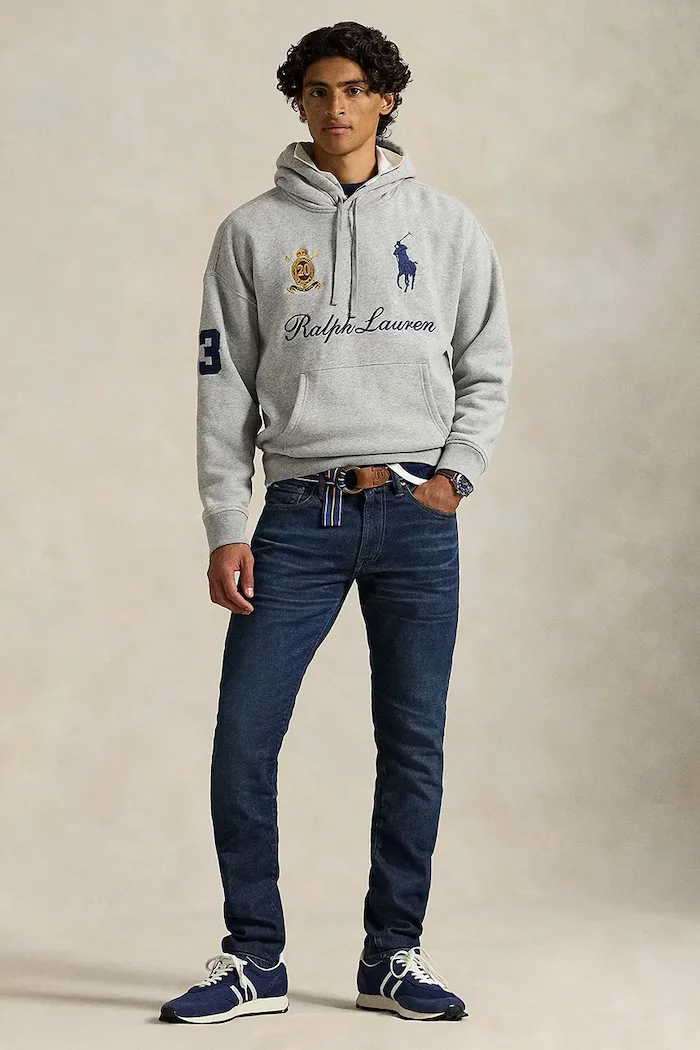 Polo Ralph Lauren Суичър мъжки в сиво с качулка с десен 710P03957