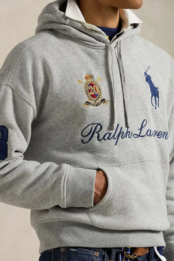 Polo Ralph Lauren Суичър мъжки в сиво с качулка с десен 710P03957