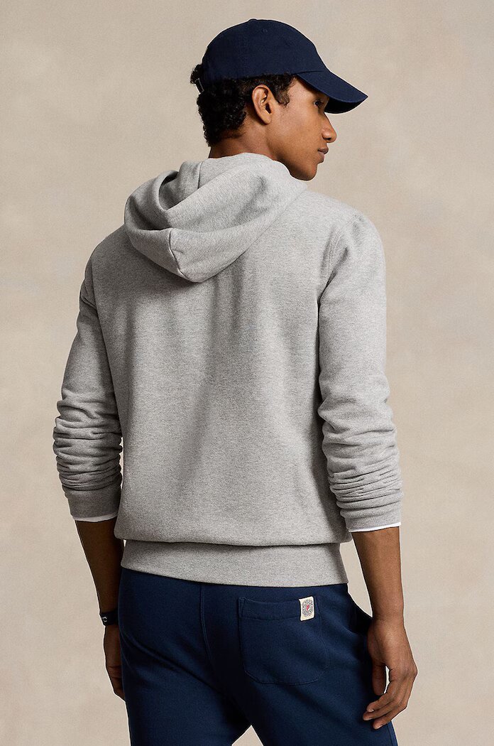 Polo Ralph Lauren Суичър RL Fleece Longsleeve в сиво с качулка с изчистен дизайн 710813297