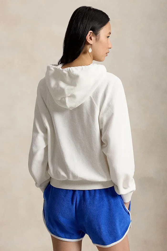 Polo Ralph Lauren суичър с качулка дамски от памук бял 211A12745