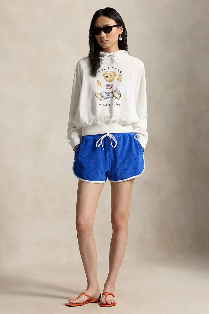 Polo Ralph Lauren суичър с качулка дамски от памук бял 211A12745
