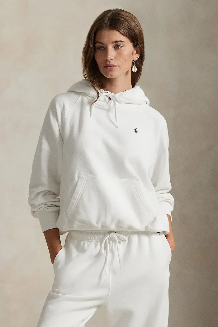Polo Ralph Lauren суичър с качулка дамски с памук бял 211971691