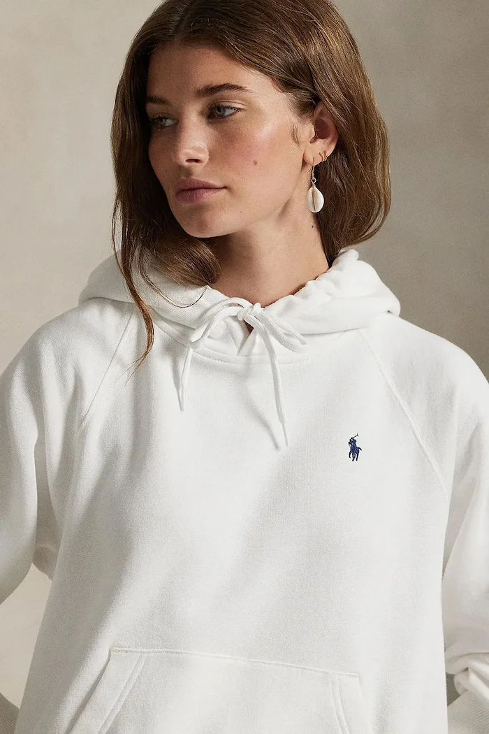 Polo Ralph Lauren суичър с качулка дамски с памук бял 211971691