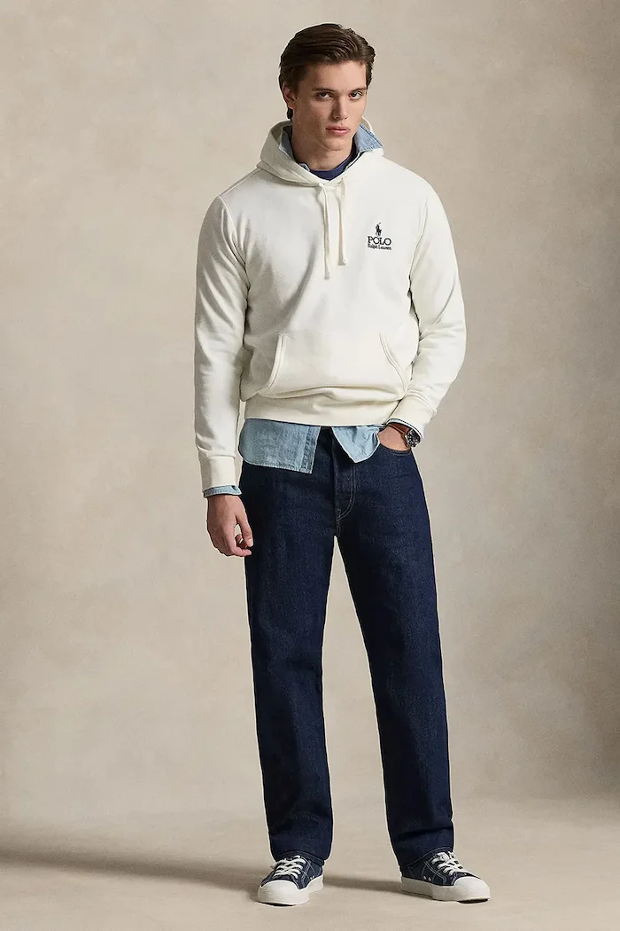 Polo Ralph Lauren суичър с качулка мъжки с памук бежов 710B14661