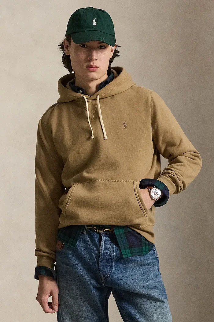 Polo Ralph Lauren суичър с качулка мъжки с памук кафяв 710766778