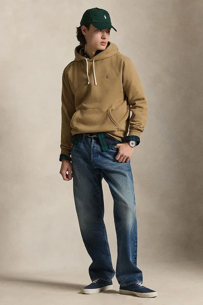 Polo Ralph Lauren суичър с качулка мъжки с памук кафяв 710766778