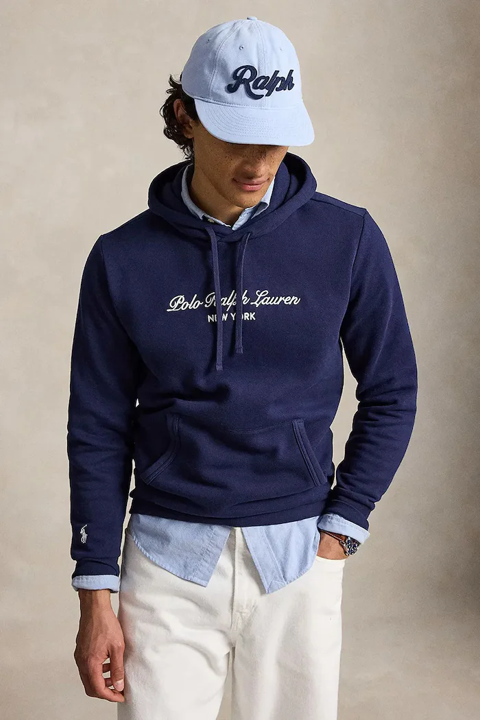 Polo Ralph Lauren суичър с качулка мъжки с памук тъмносин 710B26089