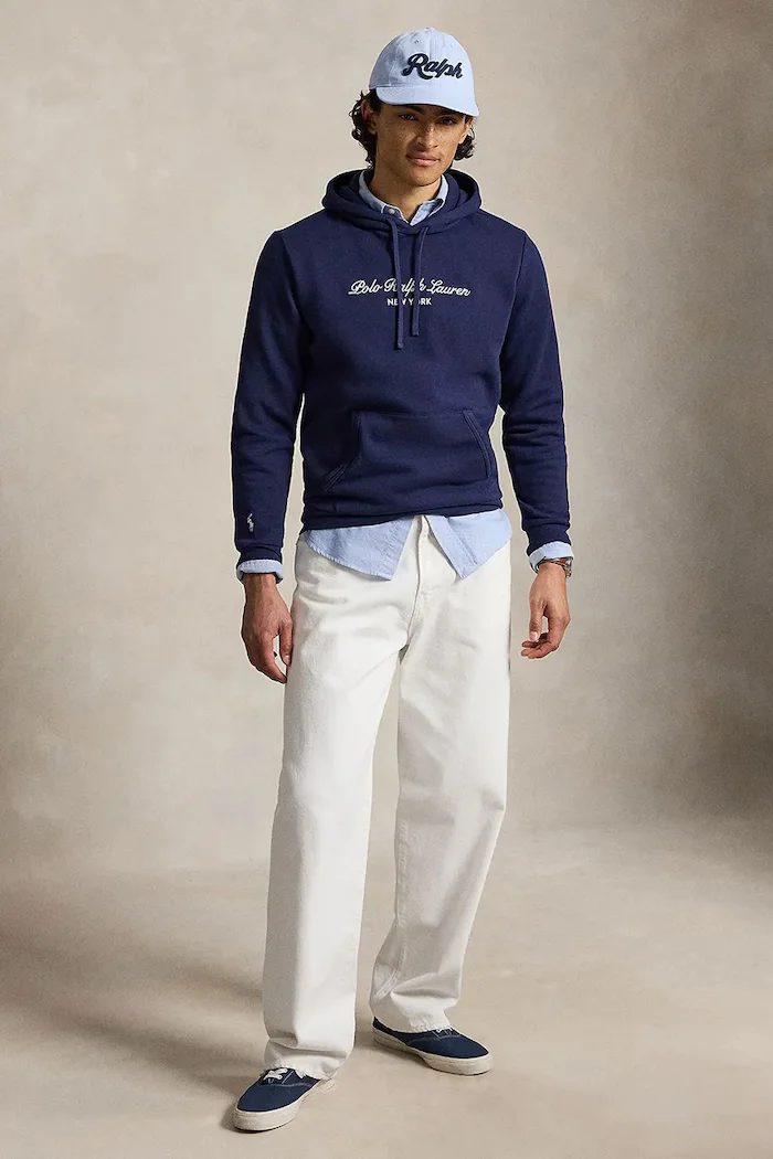 Polo Ralph Lauren суичър с качулка мъжки с памук тъмносин 710B26089