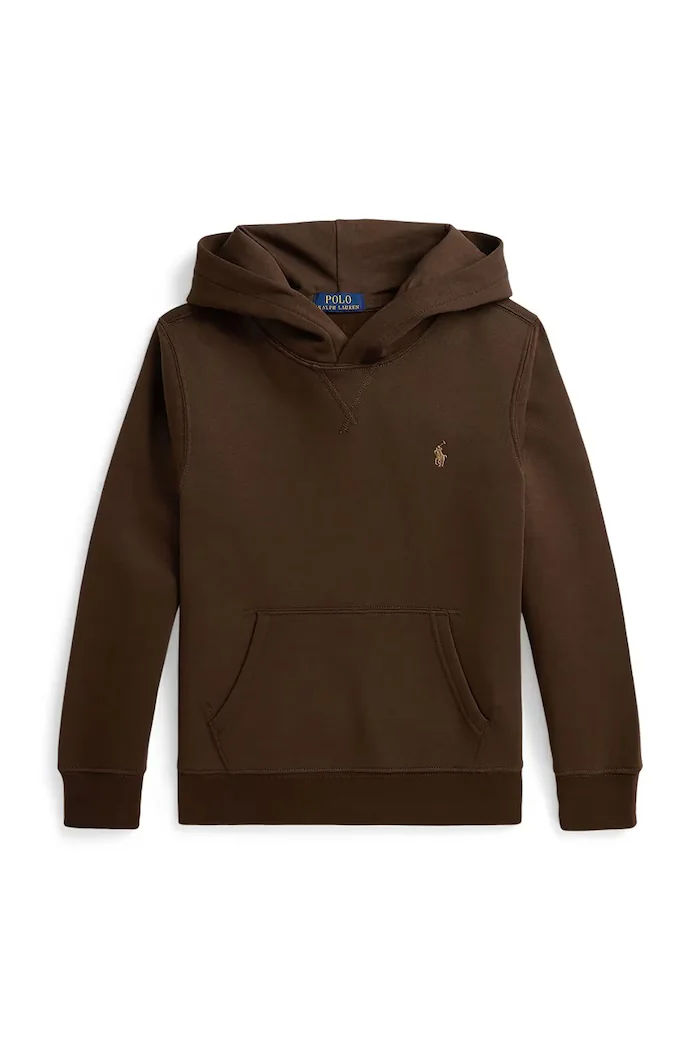 Polo Ralph Lauren суичър с качулка за деца с памук кафяв 323749954506
