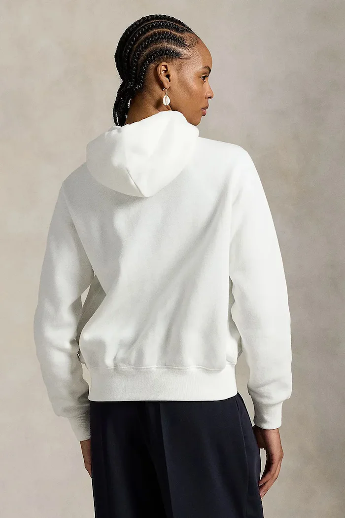Polo Ralph Lauren суичър с цип и качулка дамски с памук бял 211971699