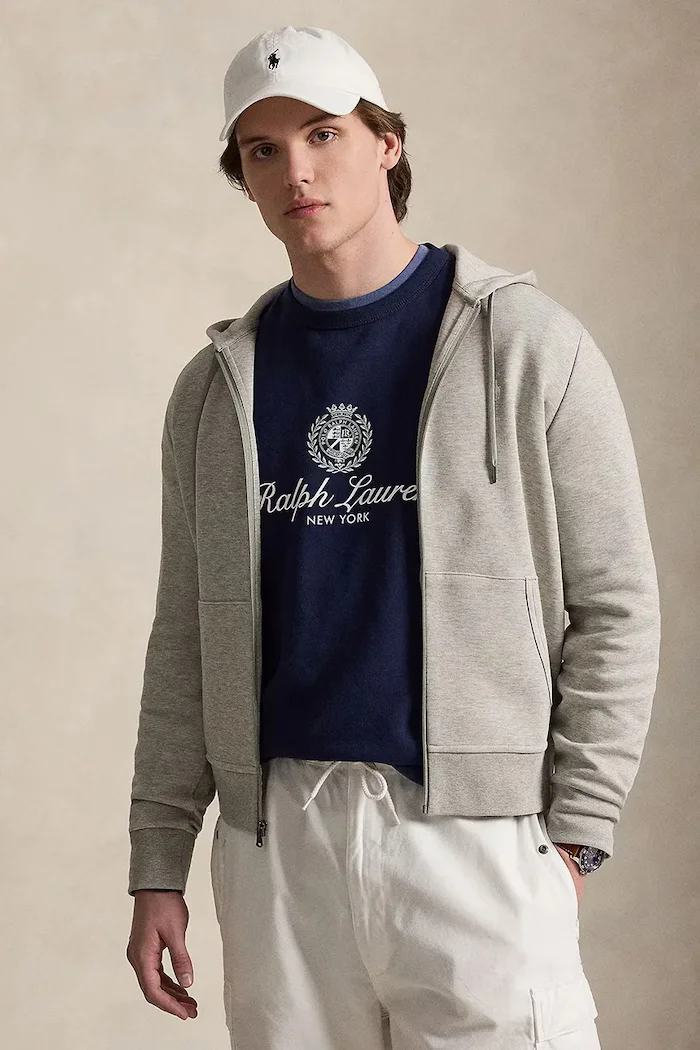 Polo Ralph Lauren суичър с цип и качулка сив 710881517