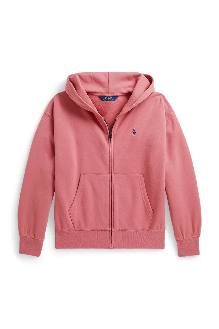 Polo Ralph Lauren суичър с цип и качулка за деца с памук розов 313950936501
