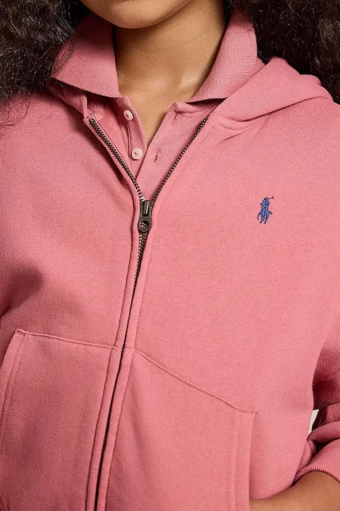 Polo Ralph Lauren суичър с цип и качулка за деца с памук розов 313950936501