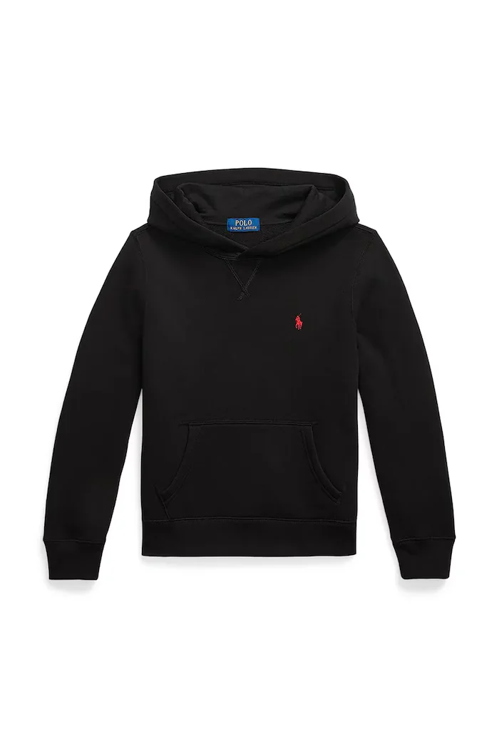 Polo Ralph Lauren Суичър в черно с качулка с изчистен дизайн 323749954059