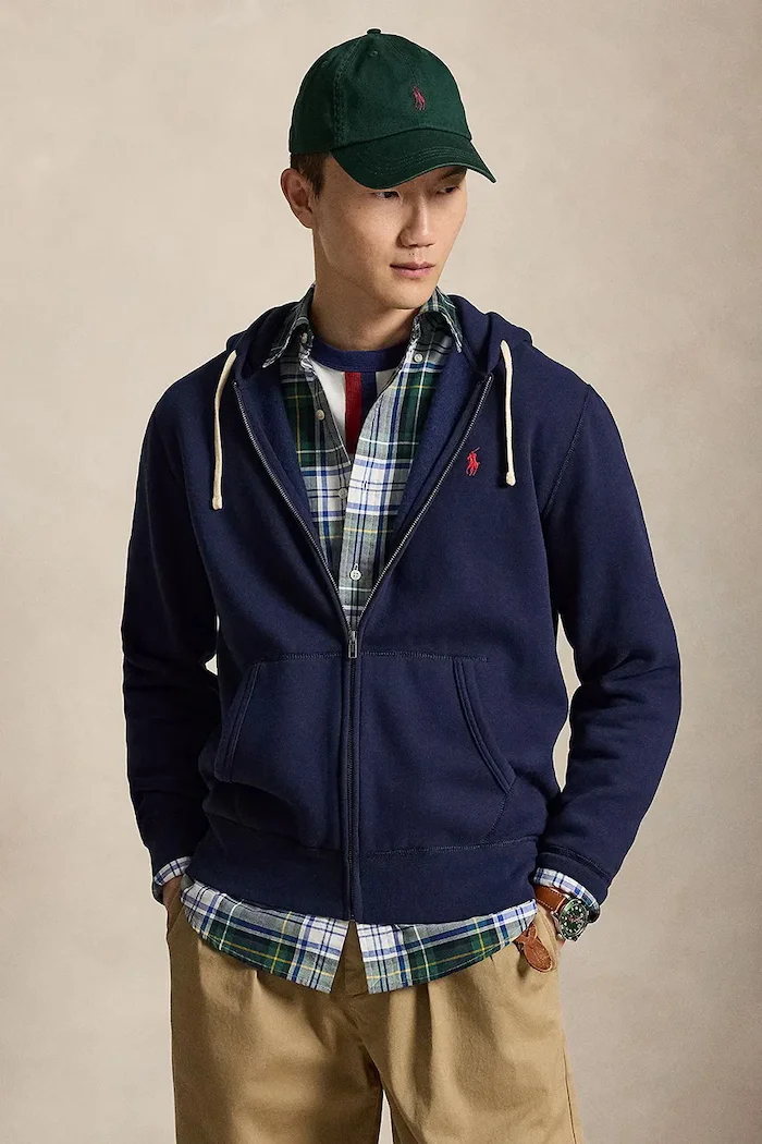 Polo Ralph Lauren Суичър в тъмносиньо с качулка с изчистен дизайн