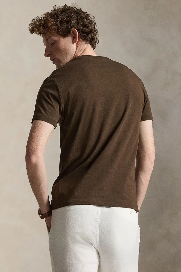 Polo Ralph Lauren тениска basic мъжка от памук кафява 710671438