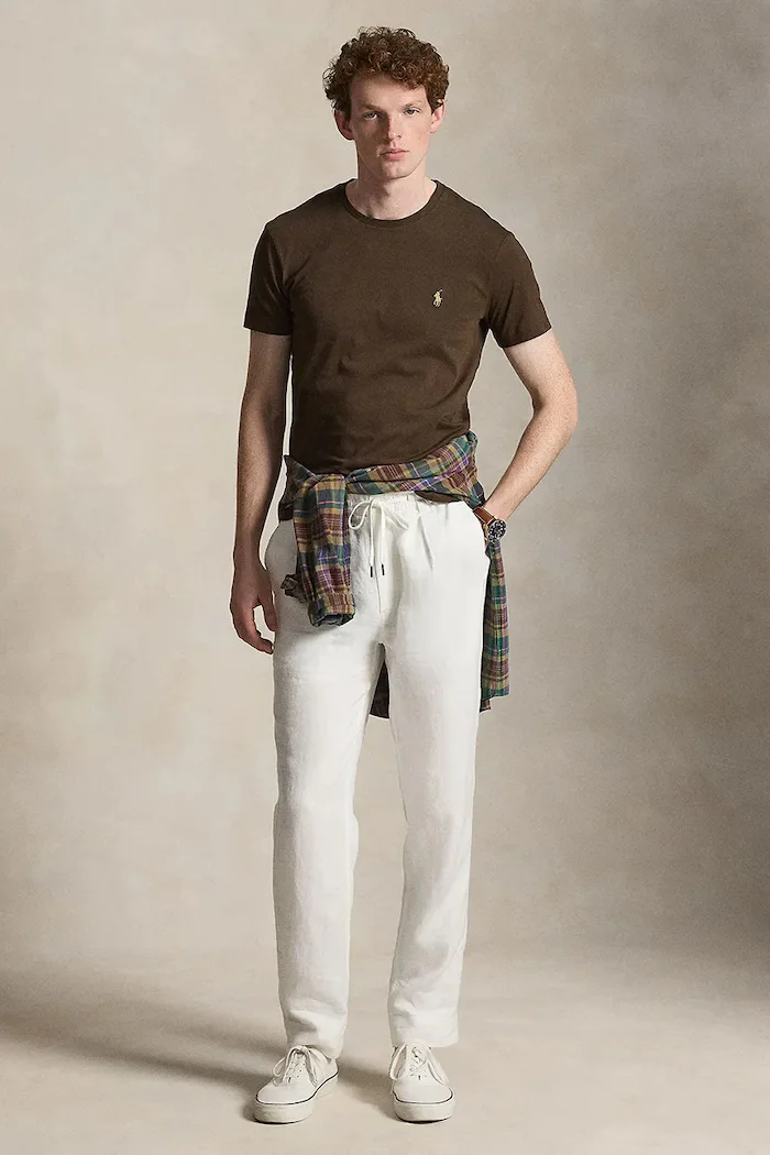 Polo Ralph Lauren тениска basic мъжка от памук кафява 710671438