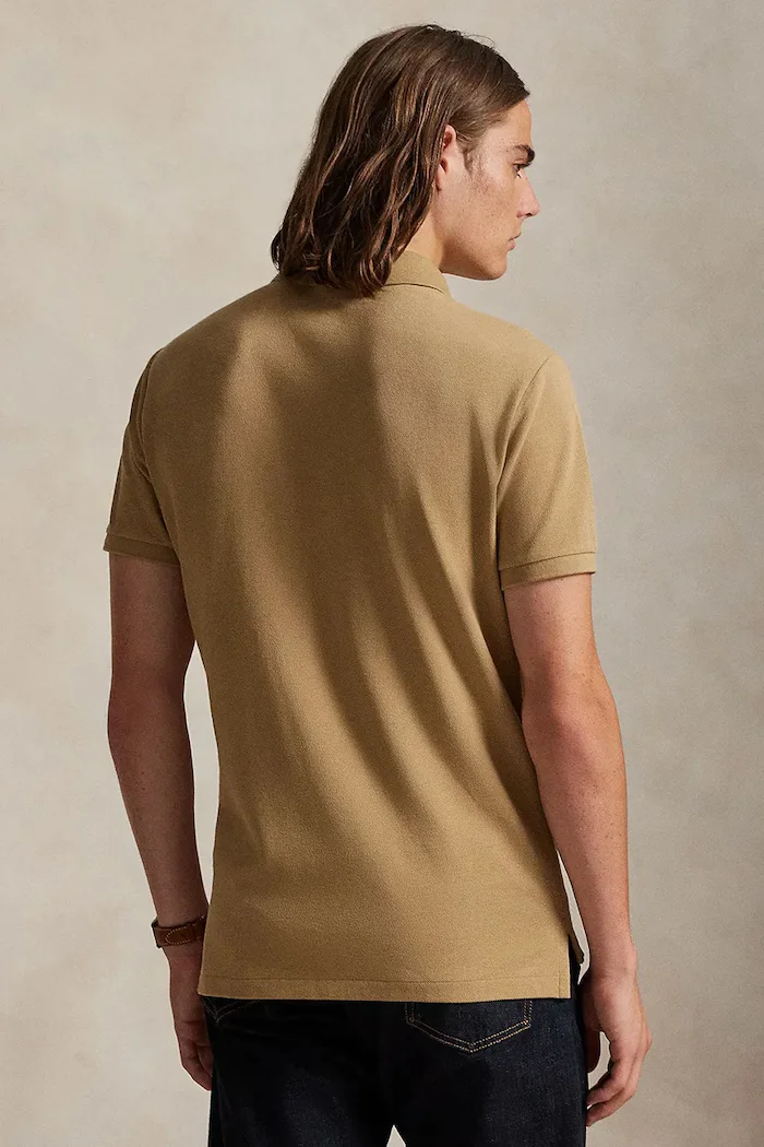 Polo Ralph Lauren тениска с яка мъжка от памук бежова 710680784