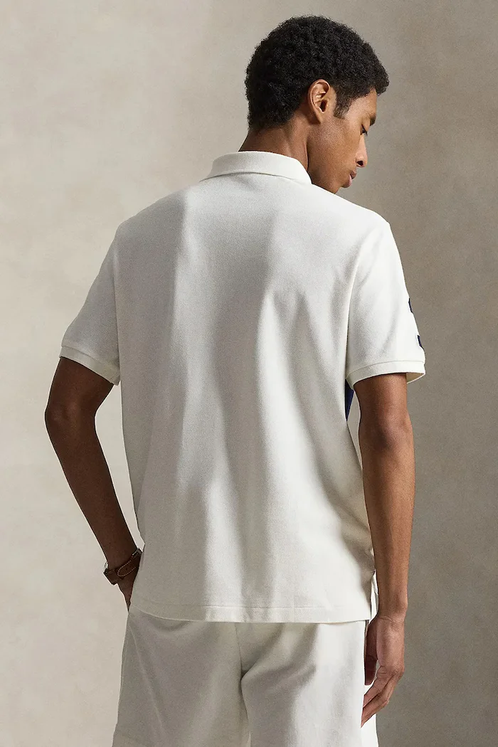 Polo Ralph Lauren тениска с яка мъжка от памук бежова 710B21925