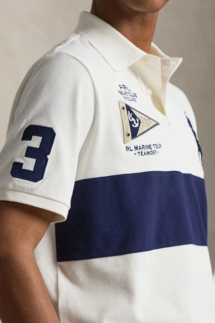 Polo Ralph Lauren тениска с яка мъжка от памук бежова 710B21925