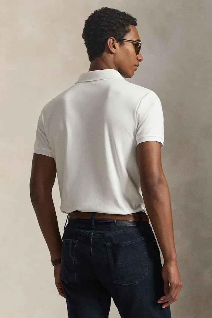 Polo Ralph Lauren тениска с яка мъжка от памук бяла 710713130