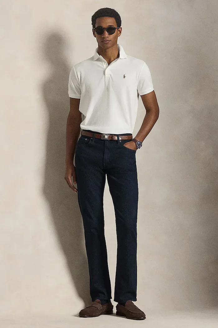 Polo Ralph Lauren тениска с яка мъжка от памук бяла 710713130