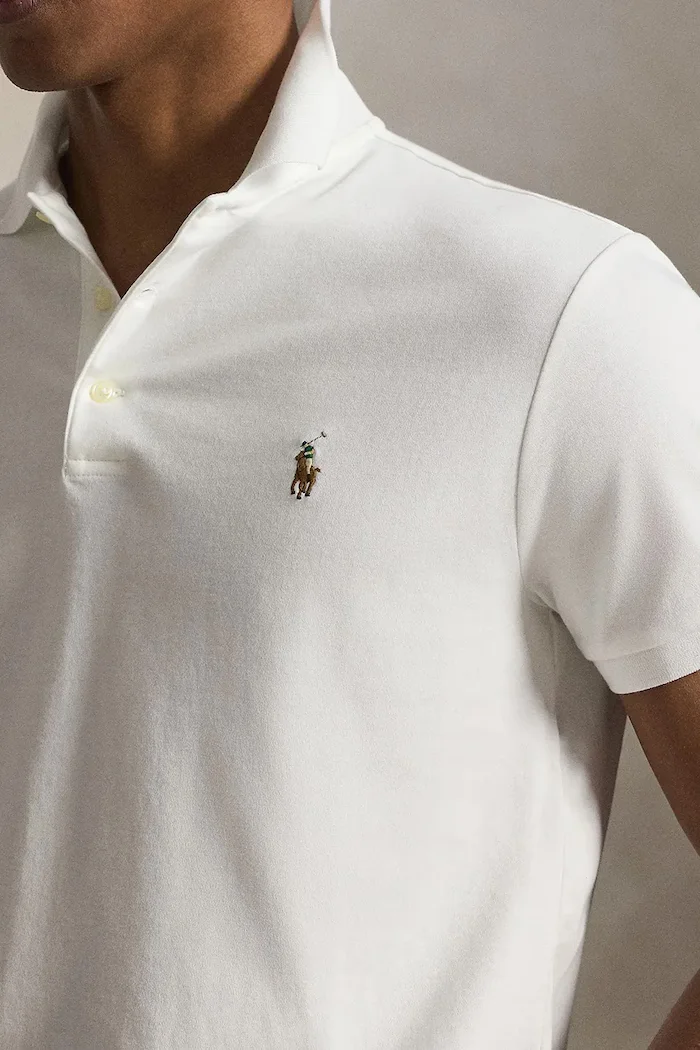 Polo Ralph Lauren тениска с яка мъжка от памук бяла 710713130