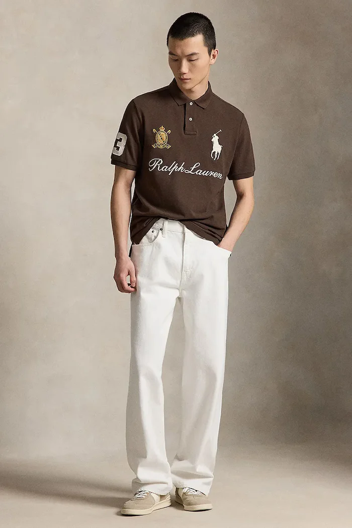 Polo Ralph Lauren тениска с яка мъжка от памук кафява 710B20009