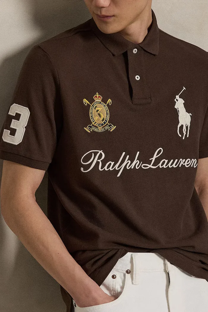 Polo Ralph Lauren тениска с яка мъжка от памук кафява 710B20009