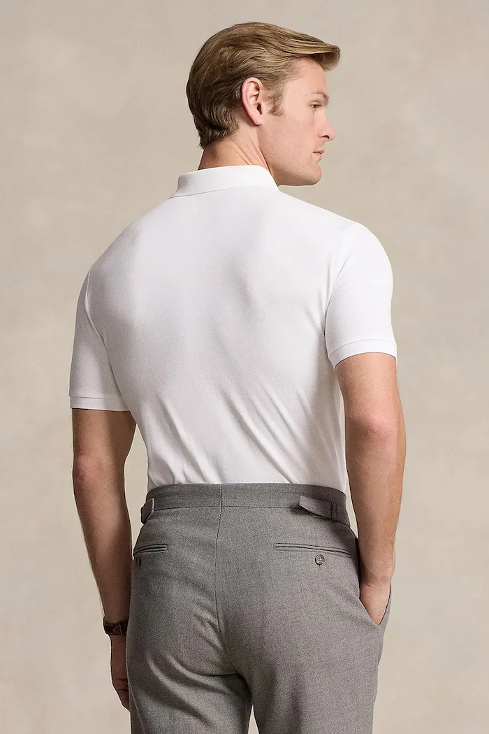 Polo Ralph Lauren тениска с яка мъжка от памук с еластан бяла 710941439
