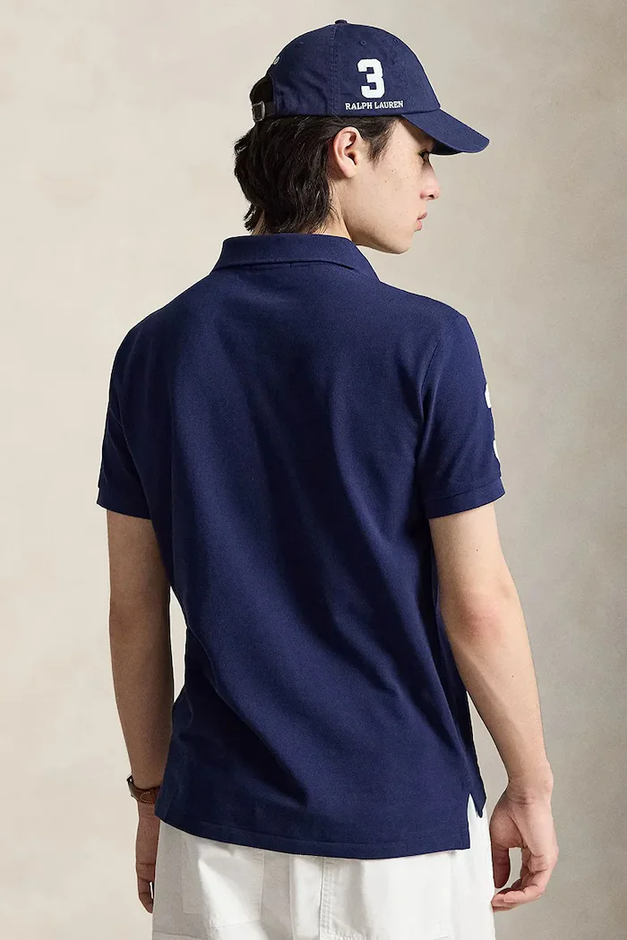 Polo Ralph Lauren тениска с яка мъжка от памук тъмносиня 710B21921