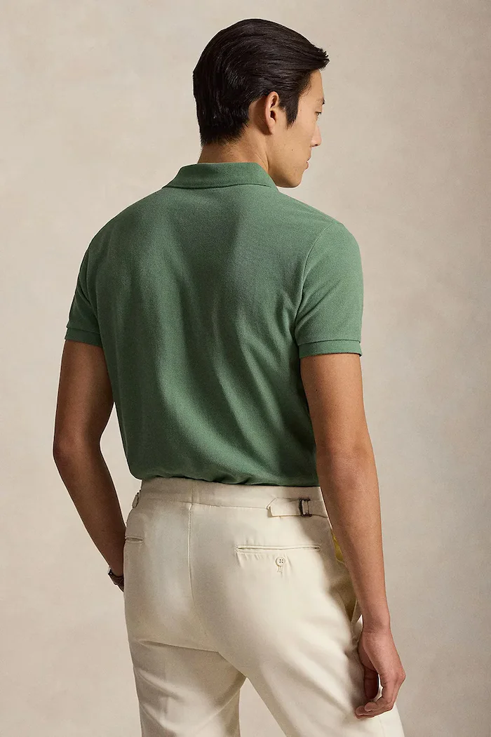 Polo Ralph Lauren тениска с яка мъжка от памук зелена 710680784