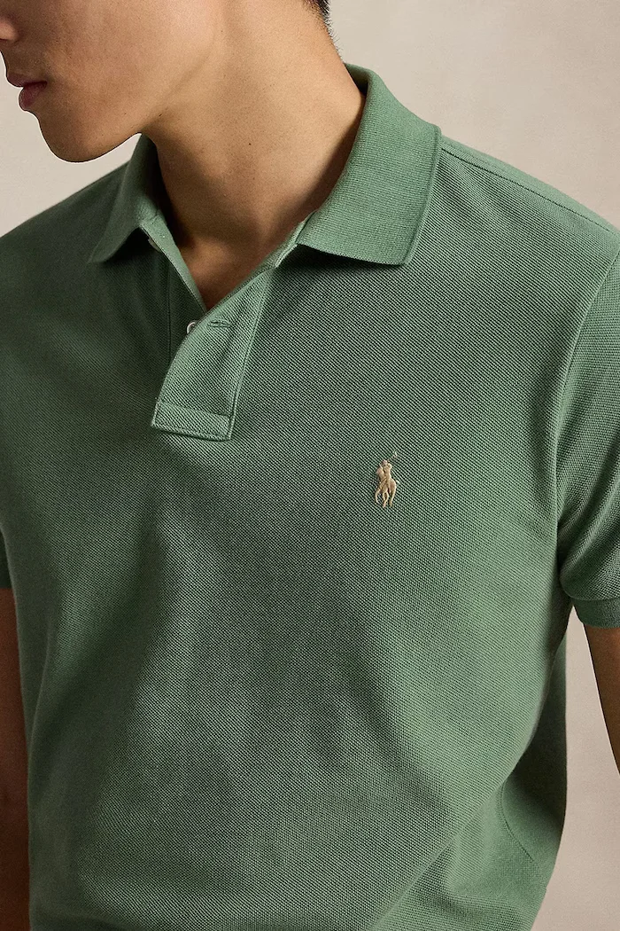 Polo Ralph Lauren тениска с яка мъжка от памук зелена 710680784