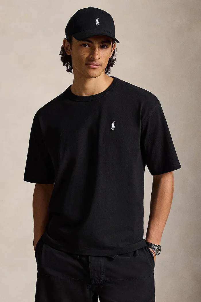 Polo Ralph Lauren уголемена тениска мъжка от памук черна 710A12979