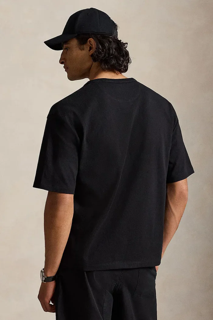 Polo Ralph Lauren уголемена тениска мъжка от памук черна 710A12979