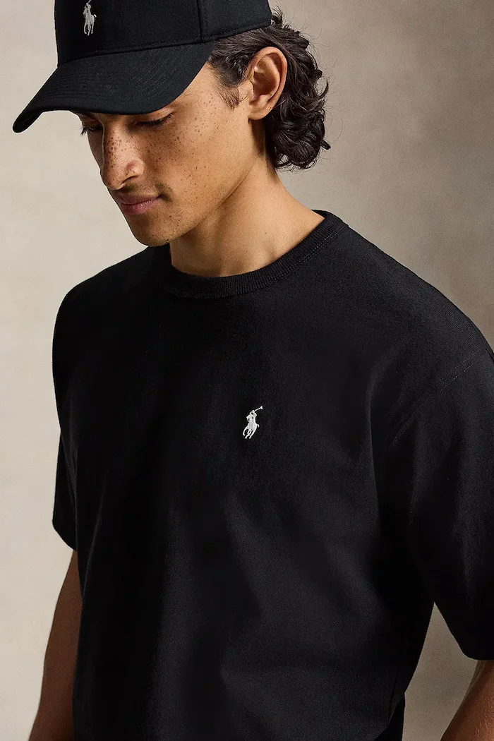 Polo Ralph Lauren уголемена тениска мъжка от памук черна 710A12979