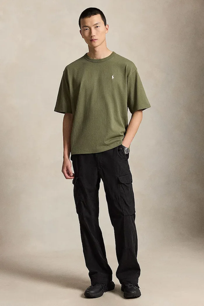 Polo Ralph Lauren уголемена тениска мъжка от памук зелена 710A12979