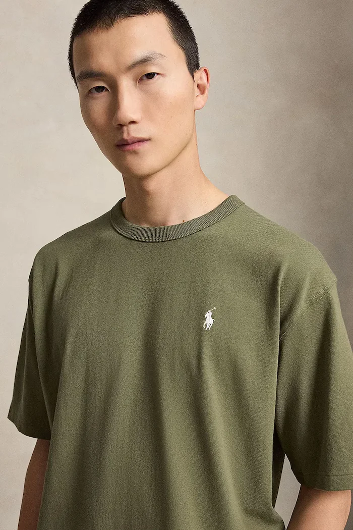 Polo Ralph Lauren уголемена тениска мъжка от памук зелена 710A12979