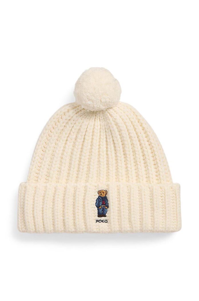 Polo Ralph Lauren Вълнена шапка в бежово от плътен трикотаж от вълна 455931876