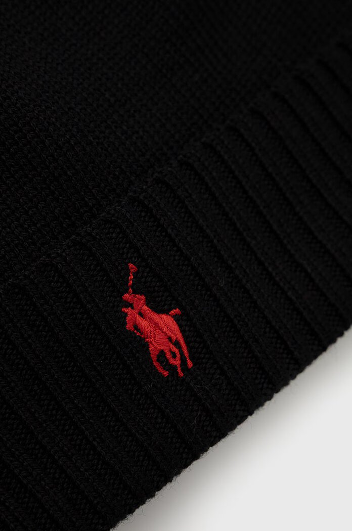 Polo Ralph Lauren Вълнена шапка в черно с фина плетка от вълна