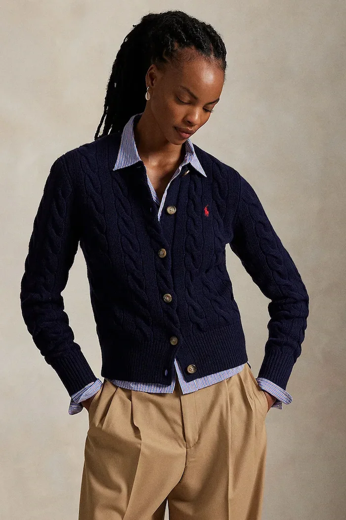 Polo Ralph Lauren жилетка дамска от вълна тъмносиня 211972104