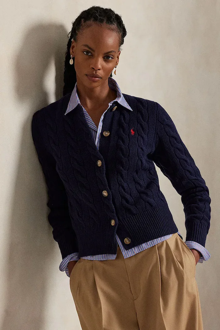 Polo Ralph Lauren жилетка дамска от вълна тъмносиня 211972104